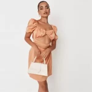 Image of Missguided Petite Ss Puff Slv Co Mini Dress - Orange