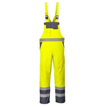 Image of Oxford Weave 300D Class 2 Hi Vis Contrast Bib and Brace Yellow / Navy 3XL