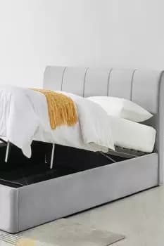 Image of Mayfair Ottoman Silver Grey Velvet Upholstered Bed Frame