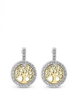 Image of Jon Richard 2 Tone Plate Swarovski Tree Of Life Earring