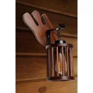 Image of Aydan ceviz ah?ap kafes ba?l?kl? aplik Brown Wall Lamp
