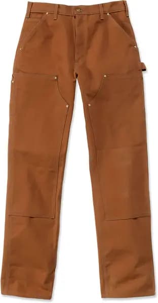 Image of Carhartt Firm Duck Double-Front Work Dungaree Pants, brown, Size 30