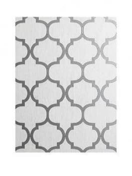 Image of Arthouse Beaded Trellis Grey Metallic Vinyl Wallpaper