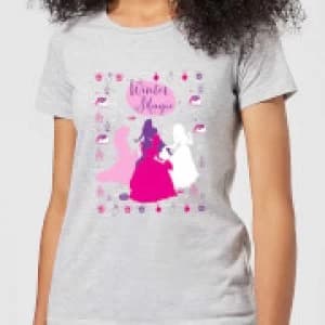 Image of Disney Princess Silhouettes Womens Christmas T-Shirt - Grey - 3XL