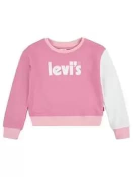 Image of Levis Girls Meet And Greet Colorblock Sweatshirt - Wild Rose Pink, Size Age: 6 Years, Women
