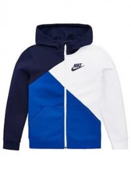 Image of Nike Sportswear Older Boys Core Amplify Full Zip Hoodie - Navy/White Size M 10-12 Years