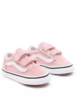 Image of Vans Old Skool Toddler Girl Trainers-Pink/White, Size 4