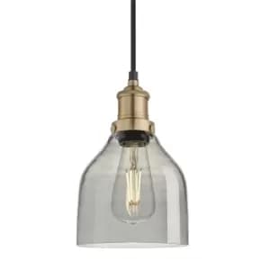 Image of Industville Brooklyn 6" Cone Pendant / Smoke Grey Tinted Glass and Brass Holder