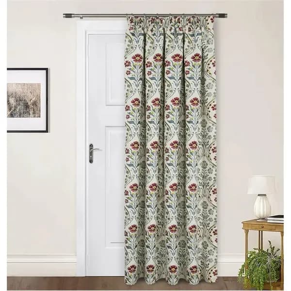 Image of Home Curtains Vermont Tapestry Chenille Lined Door Curtain - Blue 65x84