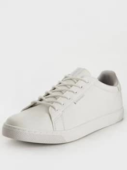Image of Jack & Jones Trent Faux Leather Sneakers, Bright White, Size 9, Men