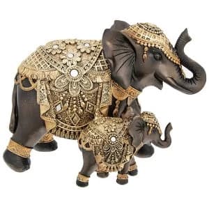 Image of Black Gold Elephant Mum & Baby Ornament