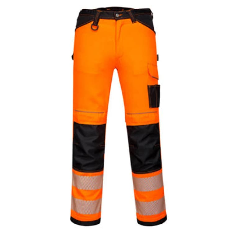 Image of Portwest PW3 Womens Hi Vis Stretch Work Trousers PW385OBR38 Colour: Orange / Black