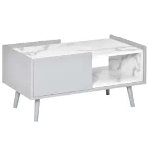 Image of Homcom Two-Tone Storage Coffee Table Grey Marble Effect