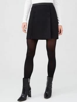 Image of Oasis Button Detail Mini Skirt - Black, Size 18, Women