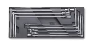 Image of Beta Tools T63 8pc T-Handle with Swivel Hex Socket Wrench Set Tray Roller Cab