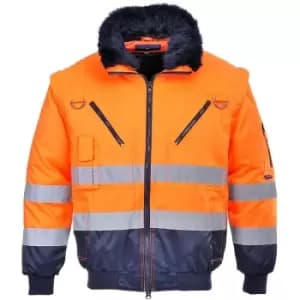 Image of Portwest PJ50ONRXXXL - sz 3XL Hi-Vis 3-in-1 Pilot Jacket - Orange/Navy - Orange/Navy