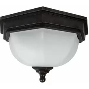 Image of Loops - Outdoor IP44 2 Bulb Flush Light Old Bronze LED E27 40W Bulb Outside External