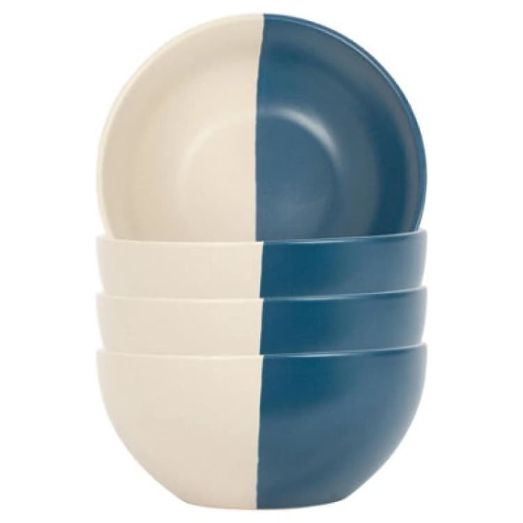 Image of Nicola Spring Dipped Stoneware Cereal Bowls - 16.5Cm - Navy - Pack Of 4