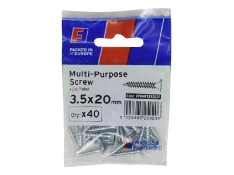 Image of Forgefix Multi Purpose Pozi Screw Csk St Zp 3.5 X 20mm Forgepack 40 Forfpms3520Z