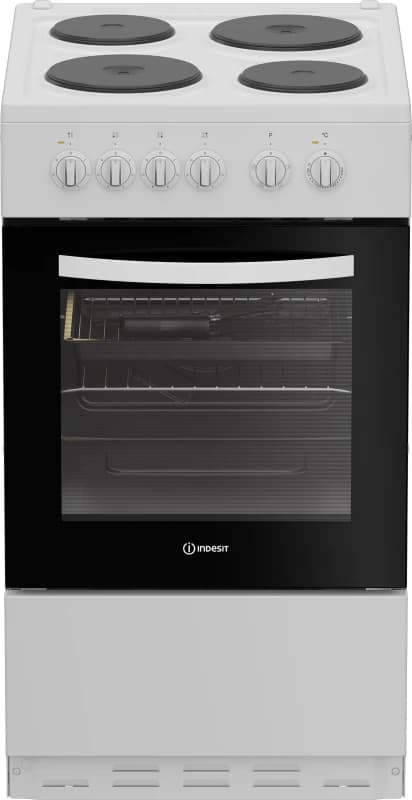 Image of Indesit I5E3KMW I5E3KMW 50cm Electric Single Oven Cooker with 4 Zone Sealed Plate Hob - White Indesit I5E3KMW