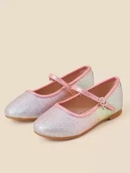 Image of Accessorize Girls Ombre Rainbow Ballerina Shoes - Multi, Size 10 Younger