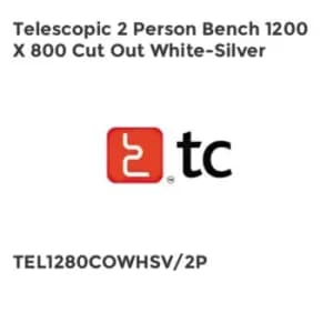 Image of TC Group Telescopic 2 Person Bench 1200 x 800 Cut Out White-Silver