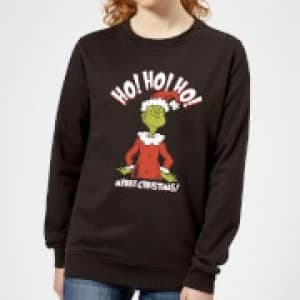 Image of The Grinch Ho Ho Ho Smile Womens Christmas Sweatshirt - Black - 4XL - Black