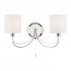 Image of 2 Light Indoor Wall Light Chrome, White Tc Fabric, E14
