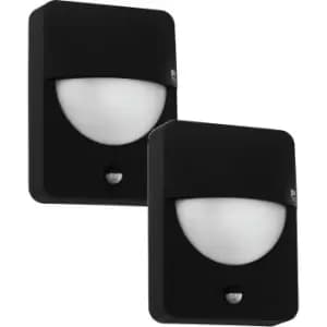 Image of 2 PACK IP44 Outdoor Wall Light & PIR Sensor Cast Aluminium 1x 28W E27 Bulb