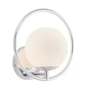 Image of Orb Metal Wall Lamp Chrome Plate, Opal Glass