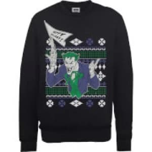 Image of DC Batman Happy Holiday The Joker Black Christmas Sweatshirt - L - Black