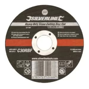 Image of Silverline Heavy Duty Stone Cutting Disc Flat 115 x 3 x 22.23mm 271797