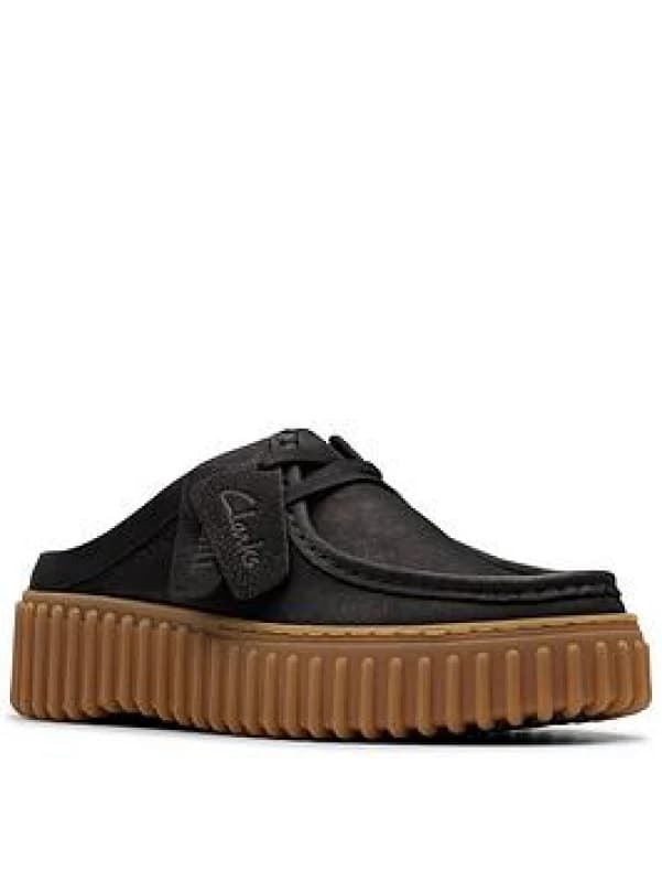 Image of Clarks Torhill Mule Nubuck Womens Lace Up Shoes - Black - Size:UK 7