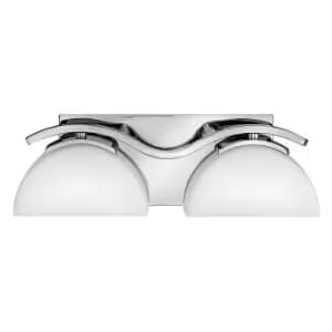 Image of IP44 Twin Wall Light Etched Opal Glass Rounded Downlight Chrome LED G9 3.5W