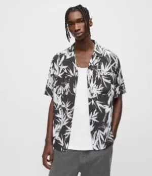 Image of AllSaints Mens Bambusa Tie Dye Shirt, Black, Size: XXL