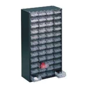 Image of Slingsby Clear 48 Drawer System Dark Grey Storage Cabinet 324196