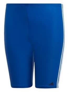 Image of Boys, adidas Swim Fit JAM 3 Stripe Youth Shorts - Blue, Size 7-8 Years