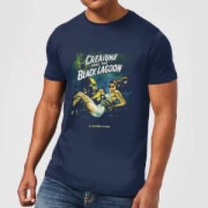 Image of Universal Monsters Creature From The Black Lagoon Vintage Poster Mens T-Shirt - Navy - M
