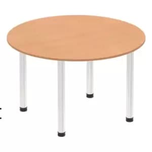 Image of Impulse 1200mm Round Table Oak Top Chrome Post Leg