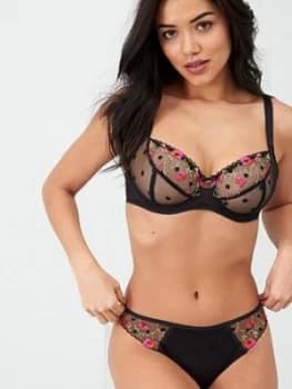 Image of Freya Awakening Floral Brazilian Brief - Black, Size XS, Women