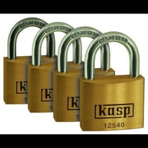 Image of Pack of 4 Padlock;20 mm Kasp K12520D4;Gold yellow;Key