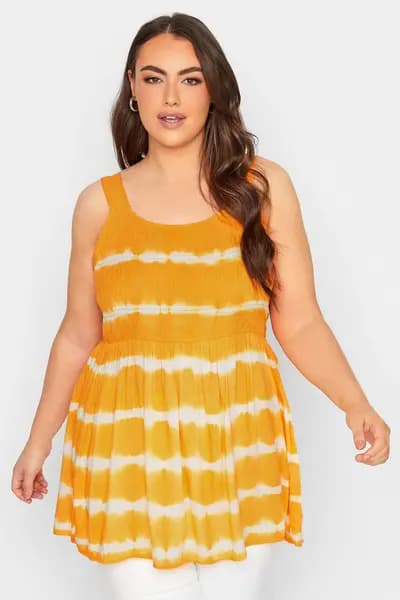 Image of Yours Peplum Vest Top Yellow