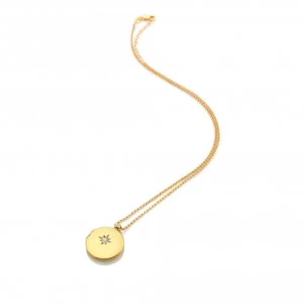 Image of Starburst Locket White Topaz Necklace DP933