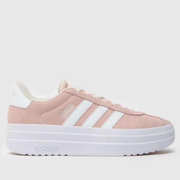 Image of adidas vl court bold trainers in white & pink White & Pink UK 4 (EU 36?)