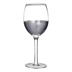Image of Premier Housewares Set of 4 Small Wine Glasses - Silver Crosshatched Design