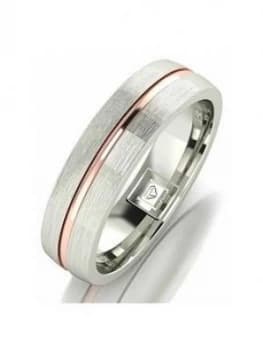 Image of The Love Silver Collection Argentium Silver 5mm Wedding Band with 9ct Gold Stripe, One Colour, Size Y, Men