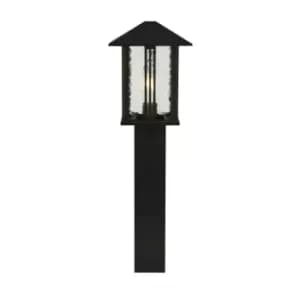 Image of 1 Light Outdoor Post (740mm Height) - Black With Water Glass