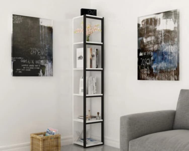 Image of Decorotika Texas 5-Tier Bookcase Shelving Unit White & Black