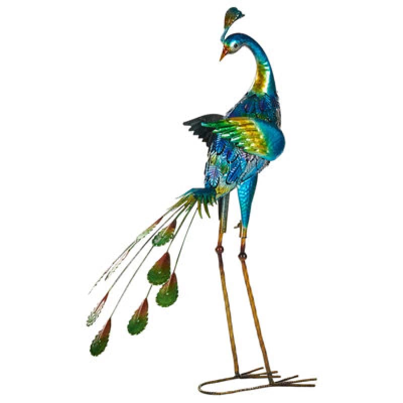 Image of Beliani Garden Figurine Peacock Blue