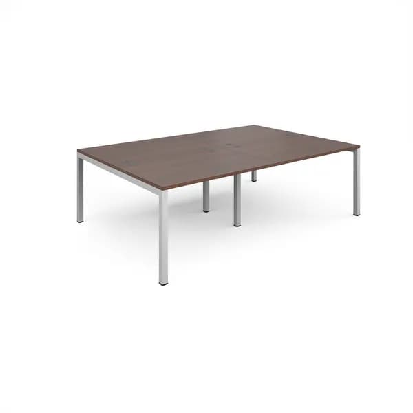 Image of Connex Double Back to Back Office Desk - 2400mm x 1600mm - White - Walnut